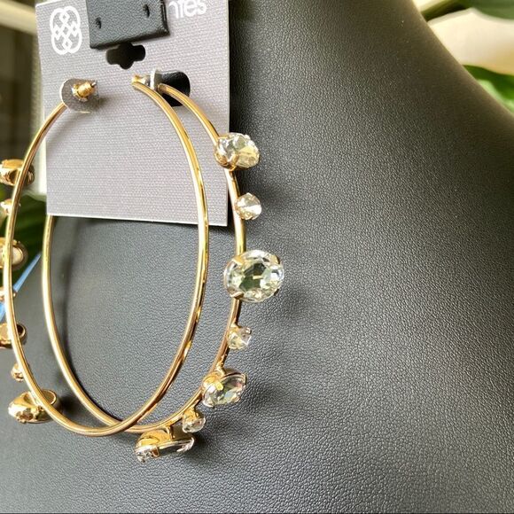 Gold Crystal Hoop Daisy Fuentes Fashion Earrings $16ea / 3 for $25 - Picture 1 of 6